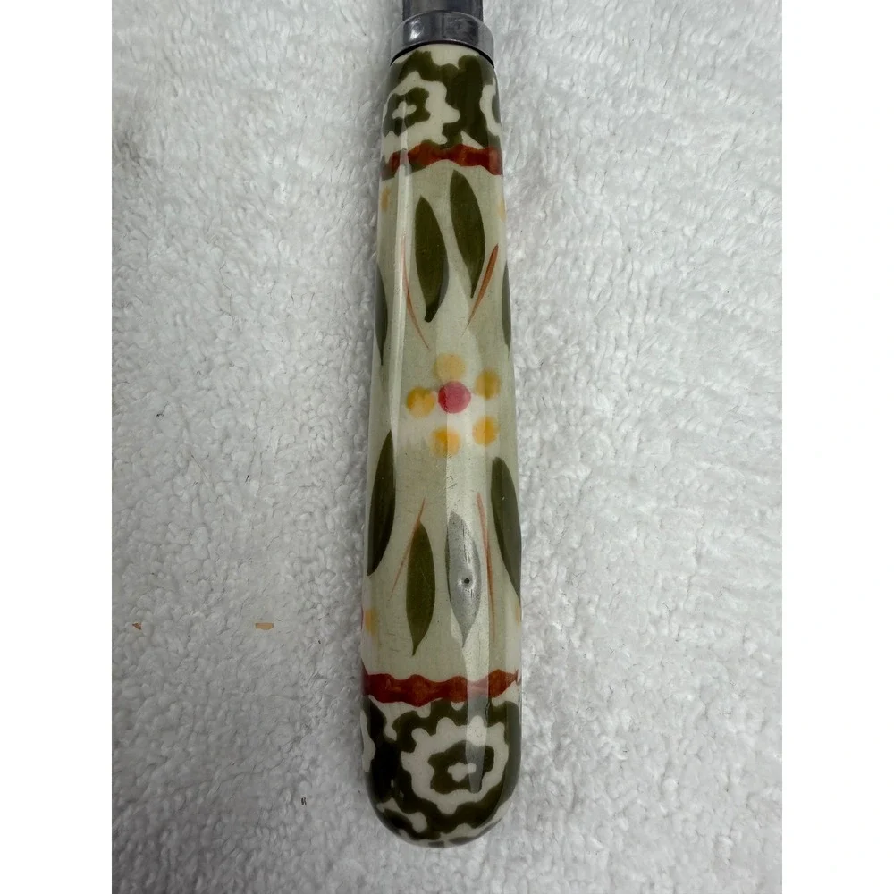 Temp-tations Old World Green Meat Serving Fork Stainless Steel Ceramic Handle